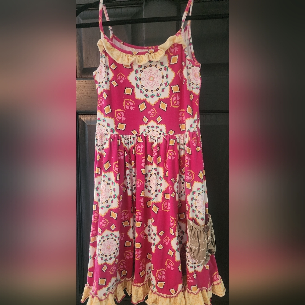 Mustard Pie Pink and Yellow Floral Kids Dress